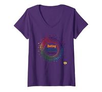 Dotting Outside The Lines: Colorful Creative Expression V-Neck T-Shirt, Women, Purple, L