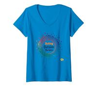 Dotting Outside The Lines: Colorful Creative Expression V-Neck T-Shirt, Women, Sapphire, XL