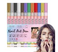 Dotting Pen | 12 Colors Nail Polish Markers | Waterproof Fine Tip Dotting & Liner Pens | Graffiti Drawing Tools For Manicure Design, Art, Nail Decoration Dry Paint Pens Kit