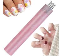 Dotting Tool For Nail Art, 5-Petal Flower Nail Art Dotting Tool, Fine Tip Rhinestone Picker, DIY Nails Design, 1.5mm Stainless Steel Ball Tip, Beginner-Friendly for Girls & Women (Pink)