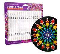 Dotting Tools for Painting Mandalas - Happy Dotting Company - 16pc Double Ended Super Set for Mandala dot Art - Includes Stylus - Unique Ellipse Tool - for Painting Rocks DIY Stone Craft and Canvas