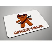 DottsMusic Ginger Ninja - Funny Gingerbread Man Design On Padded Foam/Fabric Mousepad - Great Gift Idea