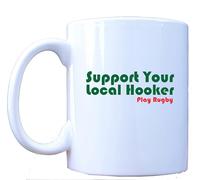 DottsMusic Support Your Local Hooker - Play Rugby - Funny Novelty Rugby Themed Coffee Mug/Cup - Great Gift Idea