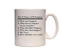 DottsMusic The 6 Stages of Debugging - Programming/Coding Design - Great Gift Idea - Tea/Coffee Cup/Mug