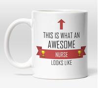 DottsMusic This is What an Awesome Nurse Looks Like - Tea/Coffee Mug/Cup - Red Ribbon Design - Great Gift Idea