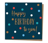 Dotty about Paper Birthday Card for Friend - Navy Spots Premium Greetings Card - Beautifully Designed. Unisex, Neutral, Simple. Envelope Included (3330)