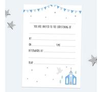 Dotty about Paper Christening Invitations - Cute Blue Church - Pack of 10 (3217)