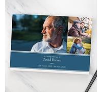 Dotty about Paper Condolence Guest Book - Blue Photograph Memories
