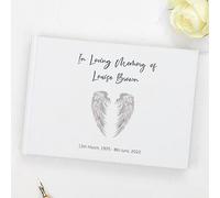 Dotty about Paper Condolence Guest Book - Grey Angel Wings