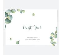 Dotty about Paper Eucalyptus - Personalised Wedding Guest Book. Floral, Greenery, Foliage, Elegant. Pefect for Friends and Family. Any Occasion. Perfect for Weddings or Birthdays