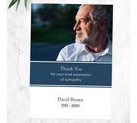 Dotty about Paper Funeral Thank You Cards - Blue Photograph Memories - Pack of 10