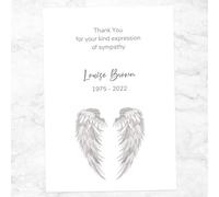 Dotty about Paper Funeral Thank You Cards - Grey Angel Wings - Pack of 10