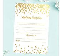 Dotty about Paper Gold Foil Confetti Dots - Foil Ready to Write Wedding Invitations - Pack of 10. Contemporary, Shiny, Glittering. Pack of 10 Perfect for Friends and Family, Envelopes included