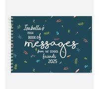Dotty about Paper Personalised A5 Wiro Bound School Leavers Book - Navy Scattered Flowers