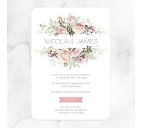 Dotty about Paper Pink Roses & Greenery Personalised Evening Invitation - Pack of 10