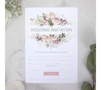 Dotty about Paper Pink Roses & Greenery - Ready to Write Wedding Invitations - Pack of 10. Floral, Greenery, Foliage, Elegant. Perfect For Friends and Family. Envelopes Included (15 0011)