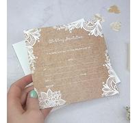 Dotty about Paper Premium Wedding Postcard Invitations - Rustic Lace Pattern - Pack of 20 complete with Ivory Envelopes. Vintage Charm, Woodland.Perfect for Friends and Family. (L48)