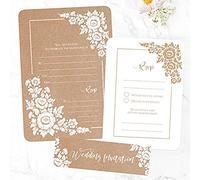 Dotty about Paper Romantic Flowers Invitation Bundle - Wedding Invitations & RSVPs - Pack of 10 - Invite and RSVP Envelopes Included. Perfect for A Rustic Or Floral Themed Wedding (803)