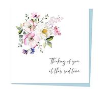 Dotty about Paper Sympathy Card - Botanical Watercolour Flowers Thinking of You Premium Greetings Card, Sympathy Cards, Floral, Foliage, Greenery, Pastel. Envelope Included (3403)