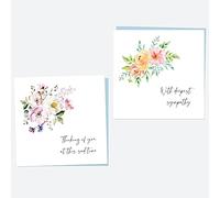 Dotty about Paper Thinking of You & Sympathy - Watercolour Flowers - Pack of 2 (50 0014)