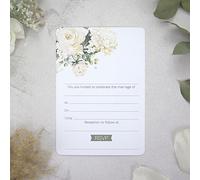 Dotty about Paper White Country Flowers - Premium Wedding Invitations - Pack of 10. Contemporary, Modern, Greenery, Floral. Perfect for Friends and Family, Envelopes Included. (3021)