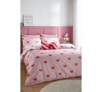 'Dotty Bows' Soft Microfibre Reversible Duvet Cover Set Sassy B Pink Double