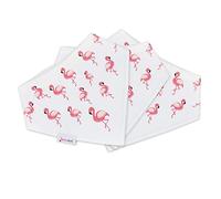 Dotty Fish Baby Bandana Bibs 3 Pack. Drool Bibs. Super Absorbent Teething Bib. Pink Flamingos on White. Organic Cotton Bib.