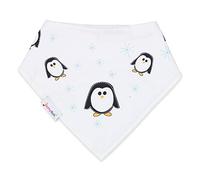 Dotty Fish Baby Bandana Bibs. Drool Bibs. Super Absorbent Teething Bib. Percy Penguin on White. Organic Cotton Bib.