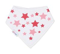Dotty Fish Baby Bandana Bibs. Drool Bibs. Super Absorbent Teething Bib. Pink Stars on White. Organic Cotton Bib.