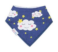 Dotty Fish Baby Bandana Bibs. Drool Bibs. Super Absorbent Teething Bib. Sleepy clouds on dark blue. Organic Cotton Bib.