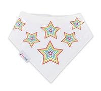 Dotty Fish Baby Bandana Bibs - Organic Cotton Dribble & Teething Bibs with Super Absorbent Fleece Backing, Adjustable Popper Closure, for Newborns & Toddlers - Rainbow Stars