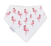 Dotty Fish Baby Bandana Bibs - Organic Cotton Dribble & Teething Bibs with Super Absorbent Fleece Backing, Adjustable Popper Closure, for Newborns & Toddlers - Flamingo