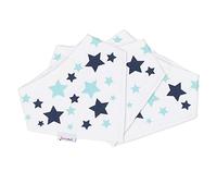 Dotty Fish Baby Bandana Bibs - Organic Cotton Dribble & Teething Bibs with Super Absorbent Fleece Backing, Adjustable Popper Closure, for Newborns & Toddlers - Blue Stars 3 Pack