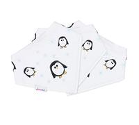 Dotty Fish Baby Bandana Bibs - Organic Cotton Dribble & Teething Bibs with Super Absorbent Fleece Backing, Adjustable Popper Closure, for Newborns & Toddlers - Penguin 3 Pack
