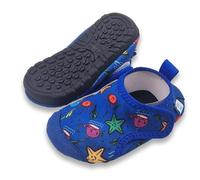 Dotty Fish Baby & Child Barefoot Swim Shoes - Non-Slip Water Shoes, Quick-Dry with Rubber Sole, Lightweight & Flexible, Adjustable Fastening - Under The Sea, 18-24 Months