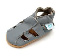 Dotty Fish Soft Leather Baby and Toddler Shoes with Suede Soles. Boys & Girls Grey Sandals. 18-24 Months (6.5 UK Child)