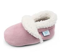 Dotty Fish Suede Baby Slippers. Warm Fleece Lined. Toddler Young Kids Shoes. Non-Slip Soft Sole. Girls. Pale Pink. 2-3 Years (8 UK Child)