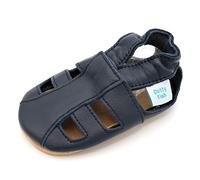 Dotty Fish Soft Leather Baby and Toddler Shoes with Suede Soles. Boys & Girls Navy Sandals. 12-18 Months (5 UK Child)
