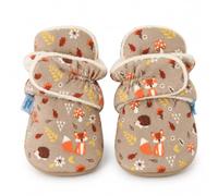 Dotty Fish Cotton Baby Booties, Fleece Lined Slippers, Non-Slip Soft Sole | Barefoot feel, Adjustable fastening, Lightweight, Flexible, Wide toe area