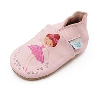 Dotty Fish Soft Leather Baby Shoes. Toddler Shoes. Girls. Non Slip Suede Soles. Pink Fairy Ballerina. 3-4 Years (9 UK Child)