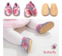 Dotty Fish Soft Leather Baby Shoes. Toddler Shoes. Non Slip. Lilac and Pink Butterfly Shoes. Girls. 4-5 Years (10 UK Child)