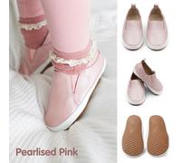 Dotty Fish Leather Infant Casual Shoes. Baby Boys Girls Slip-on Rubber Sole Trainers. First Walkers. Non-Slip Pink ‘Stomp’ Toddler Shoes (7 UK Child)