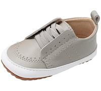 Dotty Fish Leather Barefoot Shoes. Flexible Non-Slip Rubber Sole Trainers. First Walkers. Light Grey Slip-On Toddler Shoes (4 UK Child)