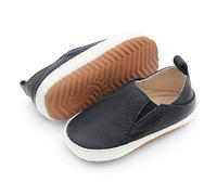 Dotty Fish Leather Infant Casual Shoes. Baby Boys Girls Slip-on Rubber Sole Trainers. First Walkers. Non-Slip Navy ‘Stomp’ Toddler Shoes (4 UK Child)