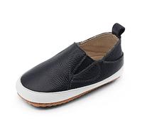 Dotty Fish Leather Infant Casual Shoes. Baby Boys Girls Slip-on Rubber Sole Trainers. First Walkers. Non-Slip Navy ‘Stomp’ Toddler Shoes (6 UK Child)