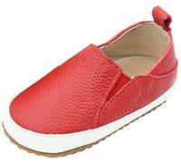 Dotty Fish Leather Infant Casual Shoes. Baby Boys Girls Slip-on Rubber Sole Trainers. First Walkers. Non-Slip Red ‘Stomp’ Toddler Shoes (6 UK Child)