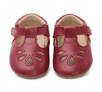 Dotty Fish Leather T-bar First Walking Shoes. Baby and Toddler Girls Shoes. Non-Slip. Red. (3 UK Child)