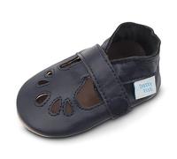 Dotty Fish Soft Leather Baby Shoes. Classic Navy Blue T-Bar Shoes for Girls. Non-Slip Suede Soles. 2-3 Years (8 UK Child)