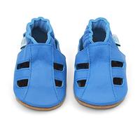 Dotty Fish Soft Leather Baby and Toddler Shoes with Suede Soles. Boys & Girls Sky Blue Sandals. 12-18 Months (5 UK Child)