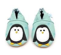 Dotty Fish Soft Sole Leather Baby & Toddler Shoes - Barefoot, Non-Slip, Lightweight & Flexible, Elasticated Ankles - Unisex Boys & Girls, UK Brand, Podiatry Approved - Penguin 4-5 Years